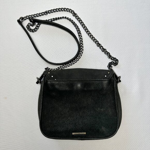 Rebecca Minkoff Purse Small Charcoal Suede Studded Chain Crossbody‎ Soft Velvety - Picture 2 of 16